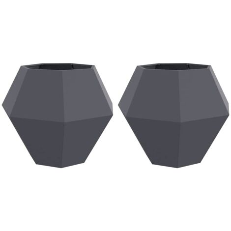 Jardinière 2 pcs  Bac à fleurs Anthracite 100 x 100 x 80 cm Acier (1/5)