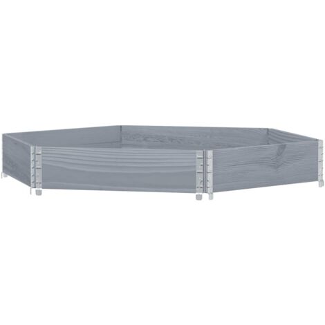 Jardinière Lit surélevé hexagonale gris 160x160 cm bois de pin massif (1/5)