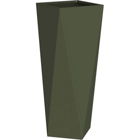 Jardinière Bac à fleurs Vert olive 30 x 30 x 75 cm Acier (1/5)