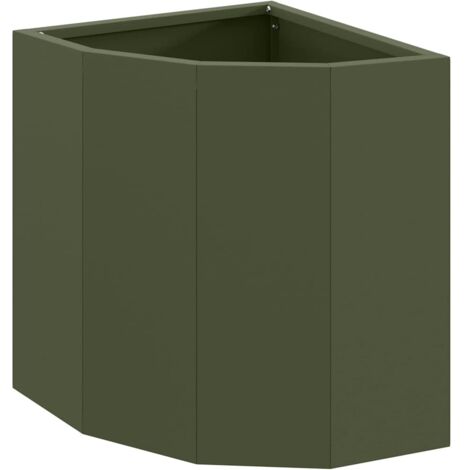 Jardinière Bac à fleurs d'Angle Vert olive 30 x 30 x 35 cm Acier (1/5)