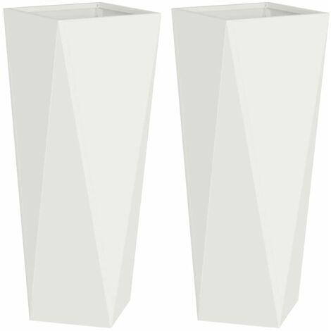 Jardinière 2 pcs Bac à fleurs Blanc 30 x 30 x 75 cm Acier (1/5)