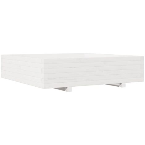 Jardinière Bac à fleurs blanc 100x100x26,5 cm bois de pin massif (1/5)