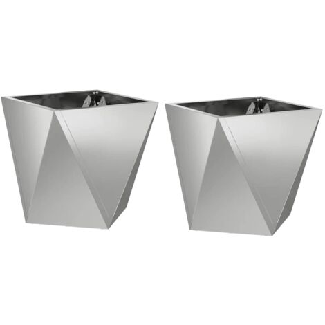 Jardinière 2 pcs Bac à fleurs Argent 30 x 30 x 30 cm Acier galvanisé (1/5)