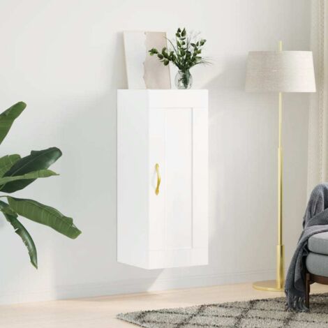 Armoire murale, Etagère murale, Meuble de rangement blanc 34, 5x34x90 cm bois d'ingénierie qwe82494 MaisonChic (1/5)