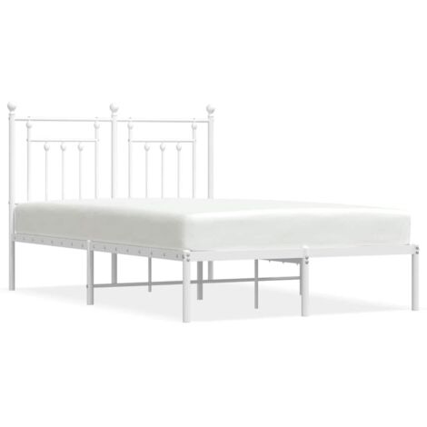 Lit double,Lit adulte,Cadre de lit métal sans matelas et tête de lit blanc 135x190 cm CFW2797210 (1/5)