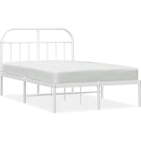 Lit double,Lit adulte,Cadre de lit métal sans matelas et tête de lit blanc 135x190 cm CFW5504714 (1/5)