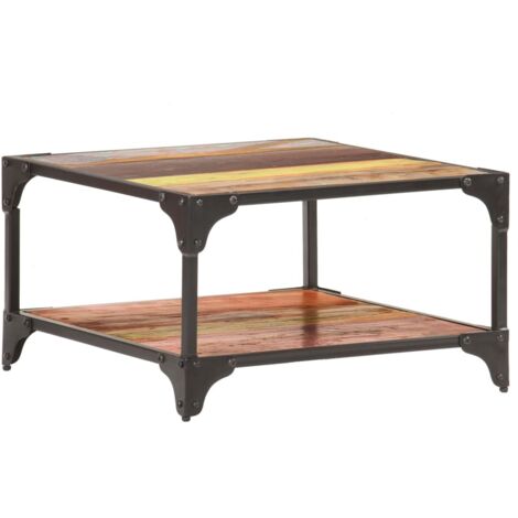 Table basse de salon Bout de canapé Tables d'appoint pour chambre 60x60x35 cm Bois de récupération massif XTT550 (1/5)