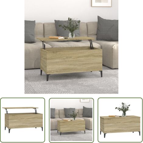 The Living Store Table basse Chêne sonoma 90x44,5x45 cm Bois d'ingénierie - Table Basse - Meuble Salon - Table D'appoint - Table Relevée - Design Moderne (1/5)