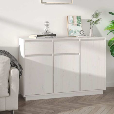 Buffet, Meuble de Rangement, Armoire de Cuisine Blanc 110x34x75 cm Bois massif de pin RDS2610 (1/5)