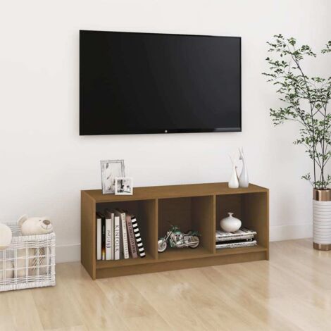 Meuble TV, Banc TV, Support pour Téléviseur, Meuble de Salon Marron miel 104x33x41 cm Bois de pin massif YHJ26572 (1/5)