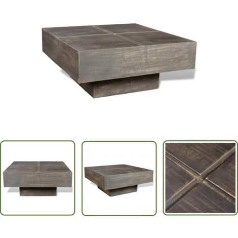 Furniture Limited - Table basse carrée Marron foncé Bois massif d (1/5)