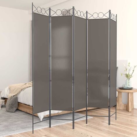 Cloison de séparation 5 panneaux, Paravent sur Pied, Séparation de pièce, Cloison mur écran Anthracite 200x220 cm Tissu GHJ92814 (1/5)