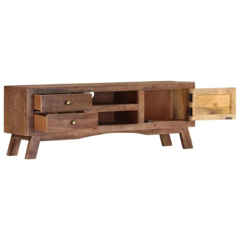 Meuble TV, Banc TV, Support pour Téléviseur, Meuble de Salon 110x30x40 cm Bois de manguier brut YHJ71444 (1/5)
