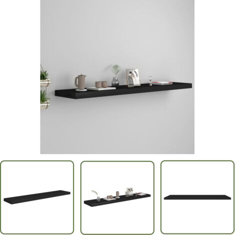 The Living Store Étagère murale flottante noir 120x23,5x3,8 cm MDF - Étagère Murale - Étagère Flottante - Décoration Murale - Rangement Mural - Meuble Design (1/5)