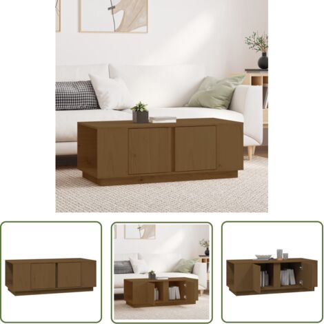 Table basse Marron miel 110x50x40 Bois massif de pin (1/5)