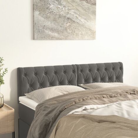2 pcs Têtes de lit pour lit double, Tableau décoratif de chevet Gris foncé 72x7x78/888 cm Velours CDE62068 (1/5)