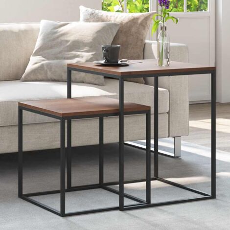 Lot de 2 Tables basse de salon Bouts de canapé Tables d'appoint pour chambre Bois d'ingénierie et métal XTT142 (1/5)