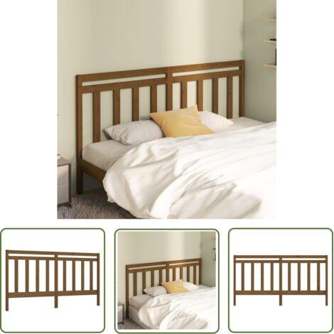 The Living Store Tête de lit Marron miel 206x4x100 cm Bois massif de pin - Tête De Lit - Meuble De Chambre - Tête De Lit En Bois - Décoration Chambre - Literie (1/5)