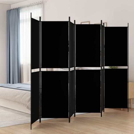 Cloison de séparation 6 panneaux, Paravent sur Pied, Séparation de pièce, Cloison mur écran Noir 300x200 cm Tissu GHJ32798 (1/5)