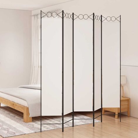 Cloison de séparation 5 panneaux, Paravent sur Pied, Séparation de pièce, Cloison mur écran Blanc 200x220 cm Tissu GHJ92827 (1/5)