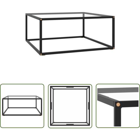 The Living Store Table basse Noir avec verre trempé 80x80x35 cm - Table Basse - Meuble Salon - Table D'appoint - Table Design - Table Contemporaine (1/5)