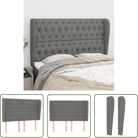 Furniture Limited - Tête de lit avec oreilles Gris foncé 147x23x1 (1/5)