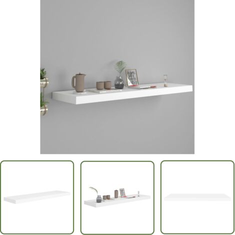 The Living Store Étagère murale flottante blanc 90x23,5x3,8 cm MDF - Étagère Murale - Étagère Flottante - Décoration Murale - Rangement Mural - Meuble Design (1/5)