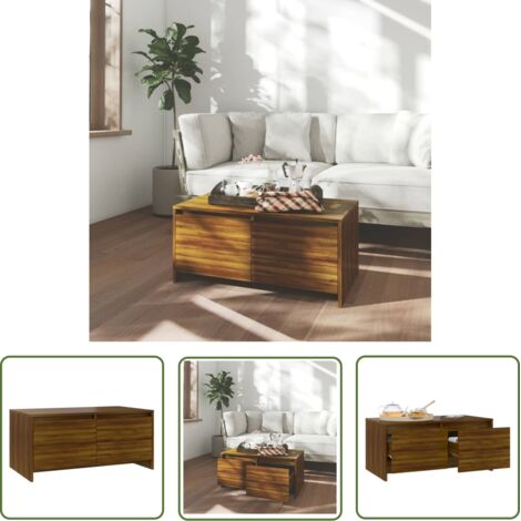 The Living Store Table basse Chêne marron 90x50x41,5 cm Bois d'ingénierie - Table Basse - Meuble Salon - Table D'appoint - Table En Bois - Mobilier Moderne (1/5)