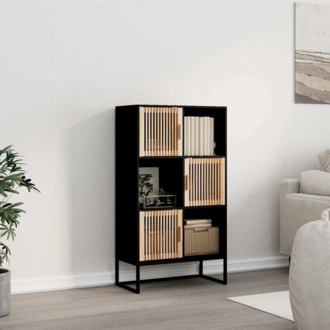 Buffet haut, Meuble de Rangement, Armoire de Cuisine noir 70x35x125 cm bois d'ingénierie RDS8242 (1/5)