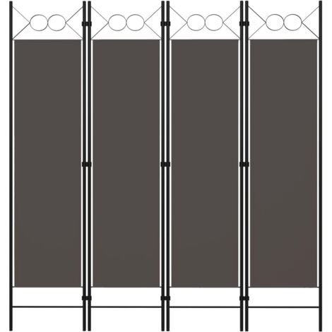 Cloison de séparation 4 panneaux, Paravent sur Pied, Séparation de pièce, Cloison mur écran Anthracite 160 x 180 cm GHJ47178 (1/5)