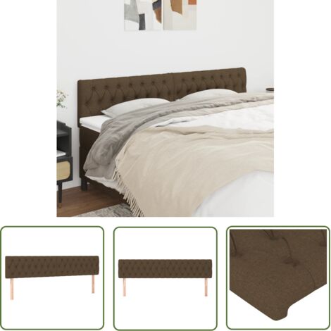 The Living Store Têtes de lit 2 pcs Marron Foncé 100x7x78/88 cm Tissu - Tête De Lit - Têtière De Lit - Meuble De Chambre - Literie - Décoration Chambre (1/5)