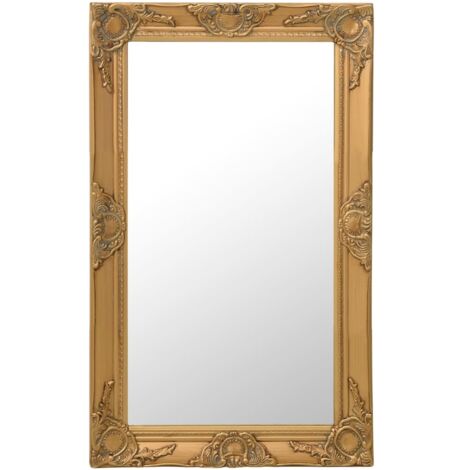 Miroir mural, Miroir de maquillage, Miroir suspendu pour Vanité, Salle de Bain, Salon Chambre style baroque 50x80 cm Doré KIM3999
