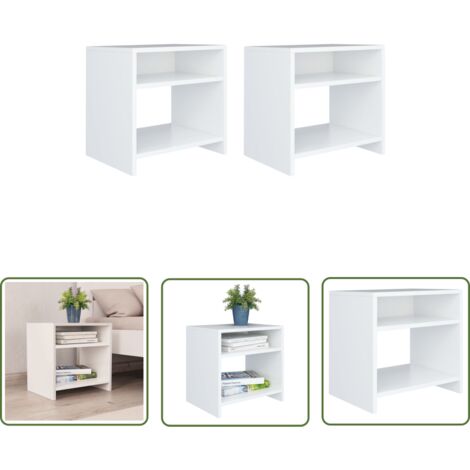 The Living Store Tables de chevet 2 pcs Blanc 40x30x40 cm Bois d'ingénierie - Table De Chevet - Meuble De Chambre - Table Nuit - Commode - Rangement (1/5)