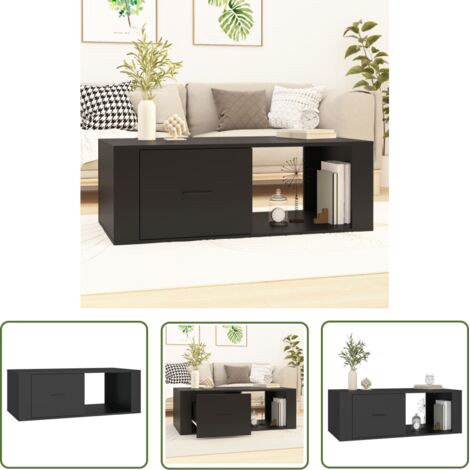 The Living Store Table basse Noir 100x50,5x35 cm Bois d'ingénierie - Table Basse - Meuble Salon - Table D'appoint - Table Design - Mobilier Moderne (1/5)