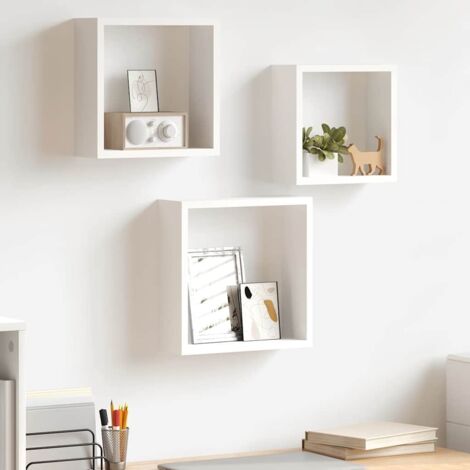 3 pcs Étagères murales cube, Étagères flottantes, Supports mural stable, pour Salon Blanc MDF ASD91991 (1/5)