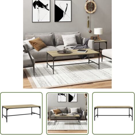 The Living Store Table basse Chêne sonoma 100x50x35 cm Bois d'ingénierie - Table Basse - Meuble Industriel - Table D'appoint - Table Salon - Bois D'ingénierie (1/5)