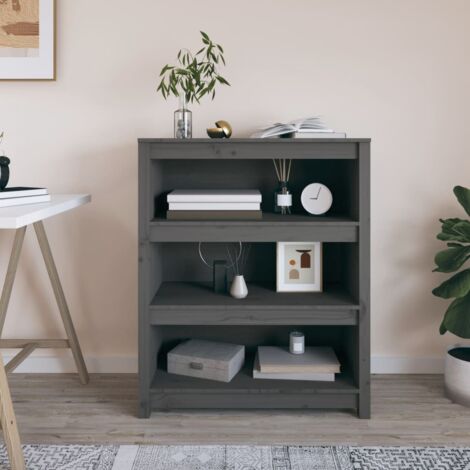 Bibliothèque, Étagère de Rangement, Meuble pour Dossier, Armoire de Rangement Gris 80x35x97 cm Bois de pin massif AXZ35367 (1/5)