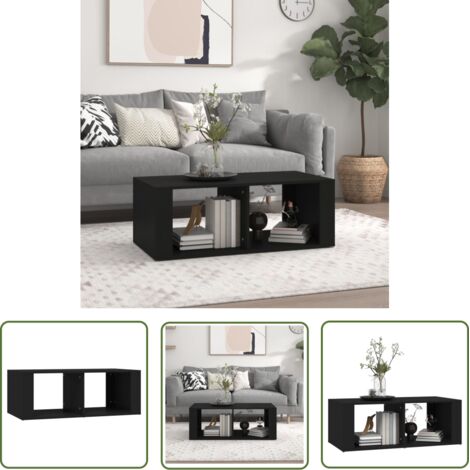 The Living Store Table basse Noir 100x50x36 cm Bois d'ingénierie - Table Basse - Meuble Salon - Table D'appoint - Table Design - Table En Bois (1/5)
