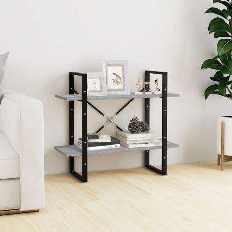 Bibliothèque, Étagère de Rangement, Meuble pour Dossier, Armoire de Rangement 2 niveaux Sonoma gris 80x30x70cm Bois d'ingénierie AXZ85396 (1/5)