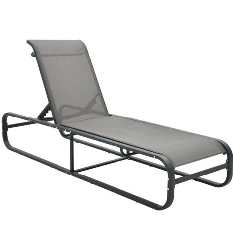 Chaise longue avec oreiller, Transat, Bain de soleil, Chaise de plage Aluminium et textilène ZSE7807 (1/5)
