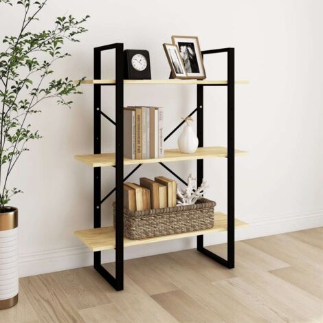 Bibliothèque à 3 niveaux, Étagère de Rangement, Meuble pour Dossier, Armoire de Rangement 80x30x105 cm Bois de pin massif AXZ87059 (1/5)