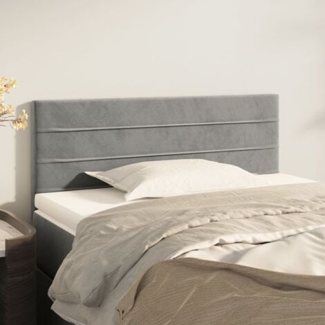 Tête de lit pour lit simple, Cadre de lit, Tableau décoratif de chevet Gris clair 90x5x78/88 cm Velours CDE27006 (1/5)