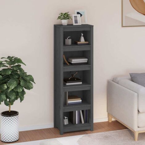 Bibliothèque, Étagère de Rangement, Meuble pour Dossier, Armoire de Rangement Gris 50x35x154 cm Bois de pin massif AXZ49638 (1/5)