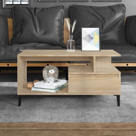 Table basse de salon Bout de canapé Table d'appoint pour chambre Chêne sonoma 90x49x45 cm Bois d'ingénierie XTT849 (1/5)