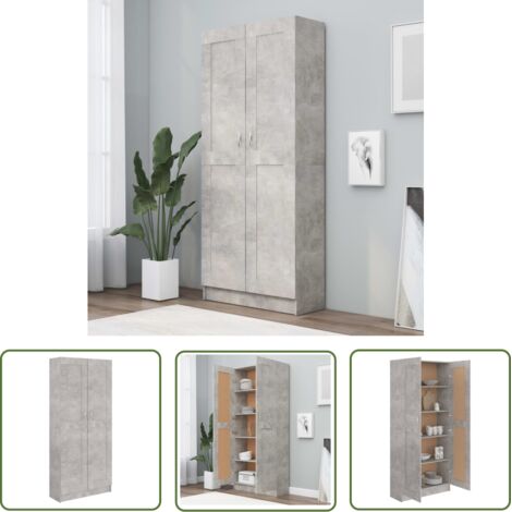 The Living Store Bibliothèque Gris béton 82,5x30,5x185,5 cm Bois d'ingénierie - Bibliothèque - Meuble De Rangement - Étagère - Armoire À Livres - Mobilier Intérieur (1/5)