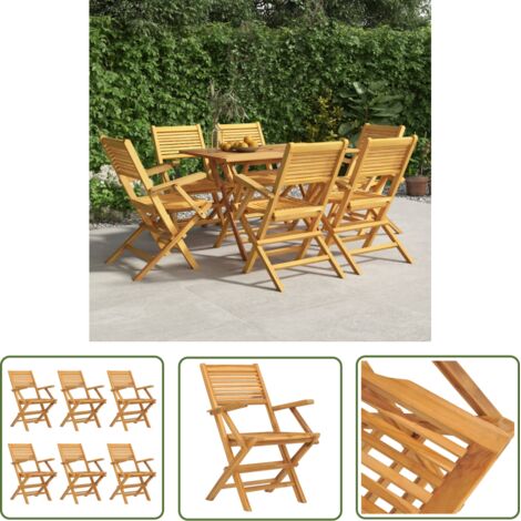 The Living Store Chaises de jardin pliantes lot de 6 55x62x90cm bois massif teck - Chaise De Jardin - Fauteuil De Jardin - Mobilier De Jardin - Teck - Chaise Pliante (1/5)