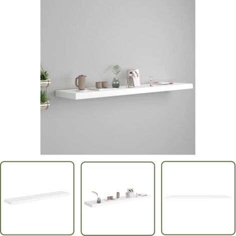 The Living Store Étagère murale flottante blanc 120x23,5x3,8 cm MDF - Étagère Murale - Étagère Flottante - Décoration Murale - Rangement Mural - Meuble Design (1/5)