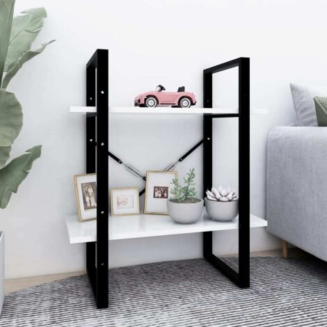 Bibliothèque à 2 niveaux, Étagère de Rangement, Meuble pour Dossier, Armoire de Rangement Blanc 60x30x70 cm Aggloméré AXZ37590 (1/5)