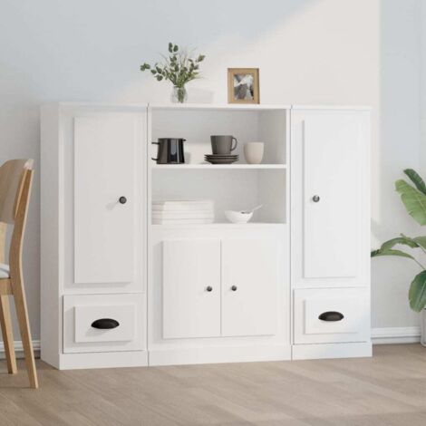 3 pcs Buffets, Meubles de Rangement, Armoires de Cuisine blanc bois d'ingénierie RDS8635 (1/5)
