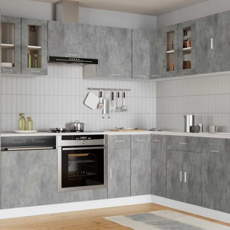 Armoire suspendue, Armoire de cuisine, Meuble haut Cuisine en verre Gris béton 60x31x60 cm Aggloméré MJU91912 (1/5)